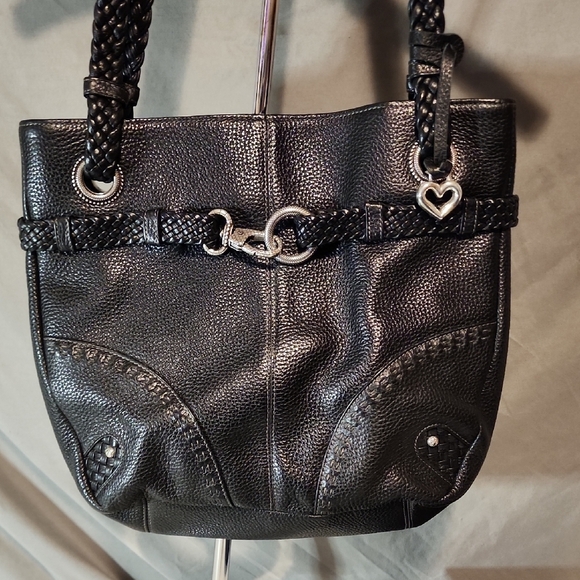 Brighton Handbags - Brighton Black Leather Shoulder Bag with Heart Charm